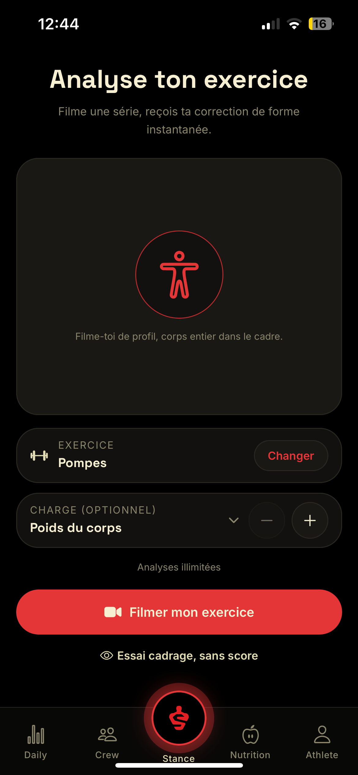 Stance analysant la technique de squat sur une série filmée